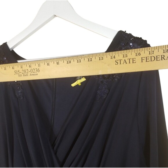 Dress Women's 14W Navy Knit Wedding Guest Ceremony Dynasty Style Bling Mother - Picture 6 of 12